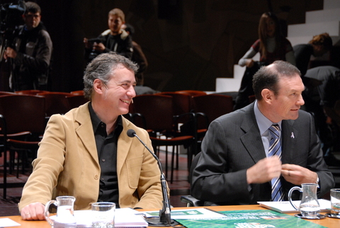 Foto: Urkullu e Ibarretxe en la presentacin del acto del domingo